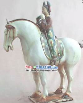 Chinese Classic Archaized Tang San Cai Statue-Tang Dynasty Riding Woman