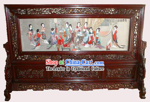 Chinese Classic Hand Made Double-Face Embroidery Craft-Palace Women of Tang Dynasty