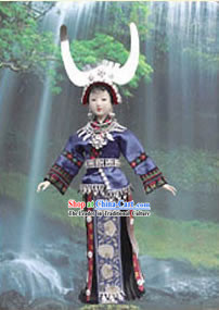 Handmade Peking Silk Figurine Doll - Yi Minority Girl