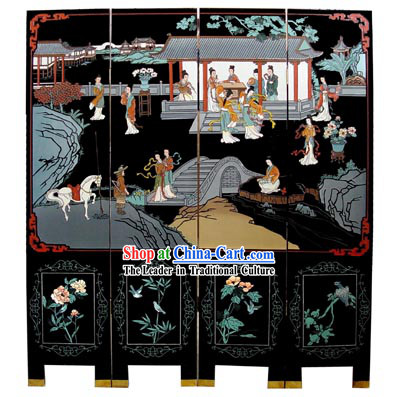 Chinese Classic Lacquer Folding Screen-Ancient Palace