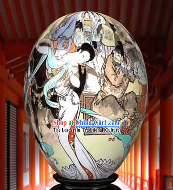 Chinese Wonder Hand Painted Colorful Egg-Beauty Love Painting