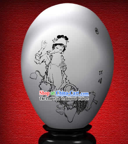 Chinese Wonder Hand Painted Colorful Egg-Qiao Jie of The Dream of Red Chamber