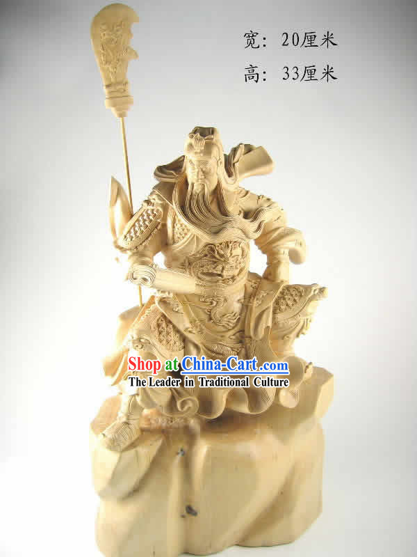 Chinese Hand Carved Dongyang Wood Craft-Loyal Guan Gong