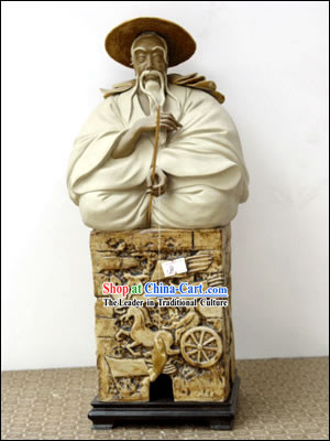 Hand Made Foshan Shi Wan Artistic Ceramics Statue-Jiang Taigong