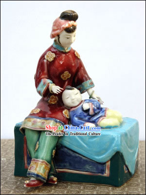 Hand Made Foshan Shi Wan Artistic Ceramics Statue-Mother Love