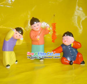 Beijing Hand Made Clay Figurine-Playing Firecracker