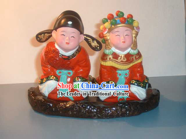 Beijing Hand Made Clay Figurine-Newly Married Couple
