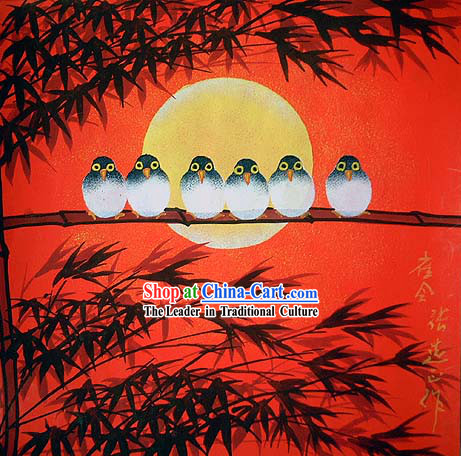 Shan Xi Folk Farmer Painting-Sparrow Meeting