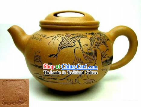 Chinese Hand Made Zisha Teapot-Wise Confucius