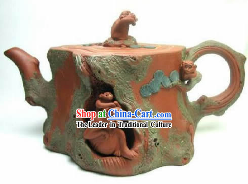 Chinese Classic Hand Made Zisha Teapot-Moneky