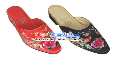 Chinese Traditional Handmade Satin Slipper _dragon and phoenix_