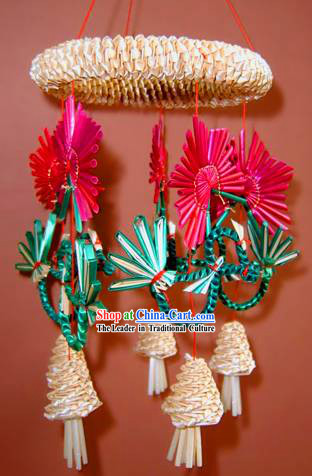 China Hand Made Wheat Stalk Windbell-Mandarin Ducks Playing Water