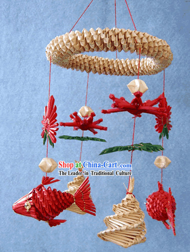 China Hand Made Wheat Stalk Windbell-Free Fishes