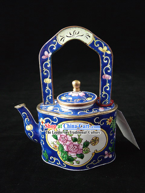 Chinese Traditional Hand Painted Enamel Lifting Kettle-Lotus Beauty