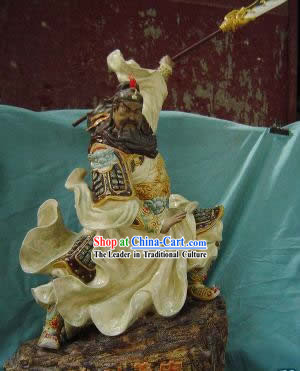 Chinese Porcelain Figurine from Shi Wan-Brave Guan Gong