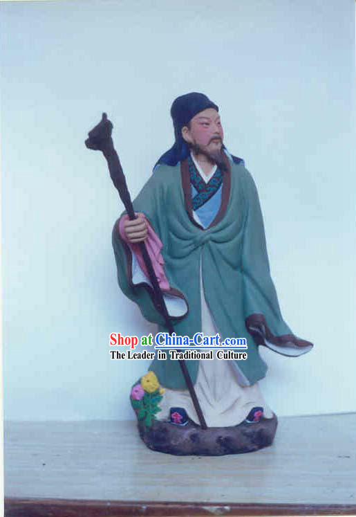 Chinese Hand Painted Sculpture Art of Clay Figurine Zhang-China Famous Poet Tao Yuanming