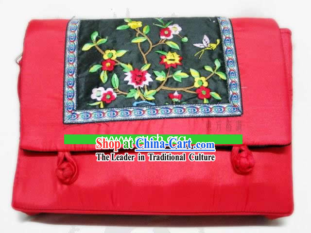Chinese Classic Lucky Red Handmade Embroidery Silk Bag