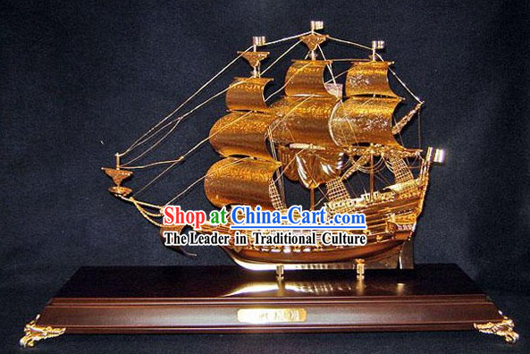 24K Gild Sailing Boat Business Affairs Gift