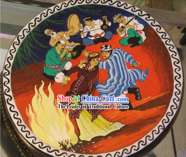 Chinese Classic Hand Painted Colorful Tambourine_Drum_