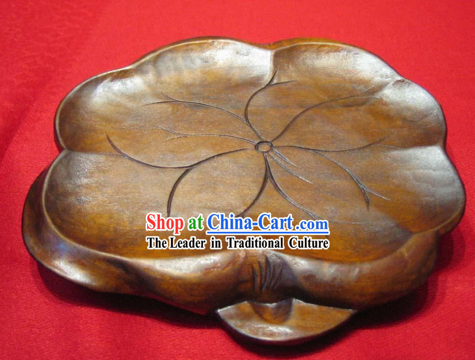 Chinese Hand Made and Carved Wooden Lotus Teapot Mat