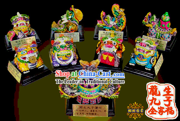 Chinese Classical Cochin Ceramics Statues-Nine Sons of the Dragon