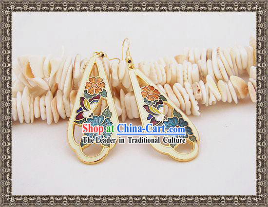 Chinese Ancient Mandarin Style Cloisonne Earrings-Memory