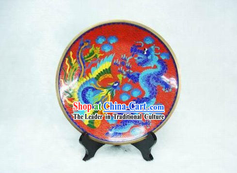 Dragon And Phoenix Cloisonne Plate