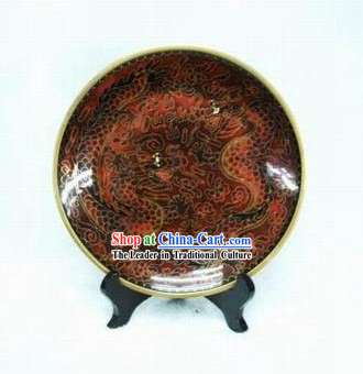 Chinese Ancient Style Dragon Pair Closionne Plate