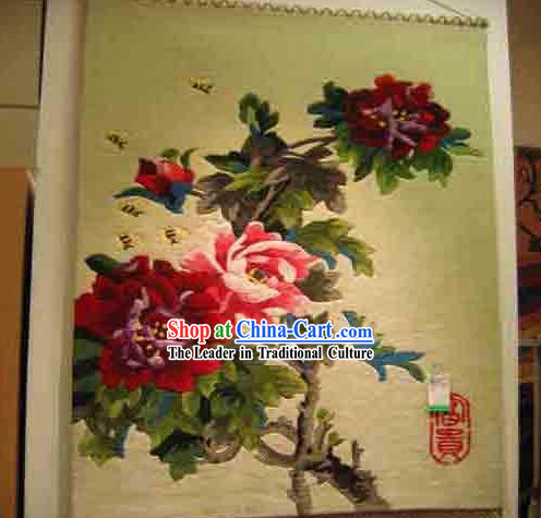 Art Decoration Chinese 100_ Wool Hand Embroidered Tapestry _85_160cm_