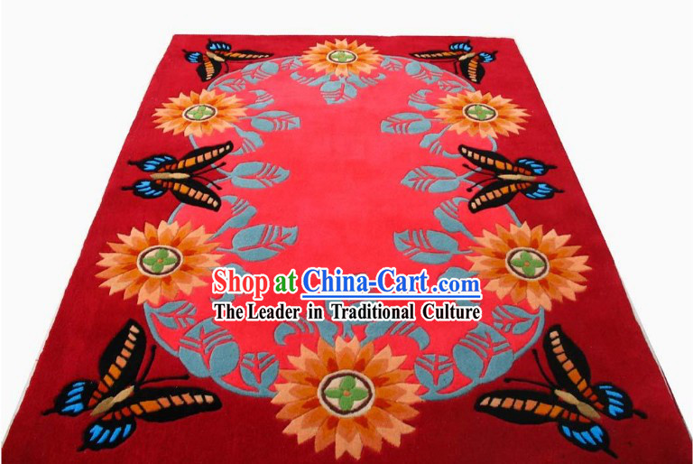 Art Decoration Chinese Hand Made Butterfly Carpet _120cm_180cm_