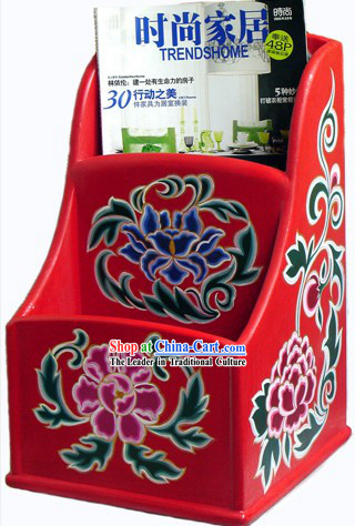 Chinese Coloured Painting Book _Newspaper_ Box_Cabinet