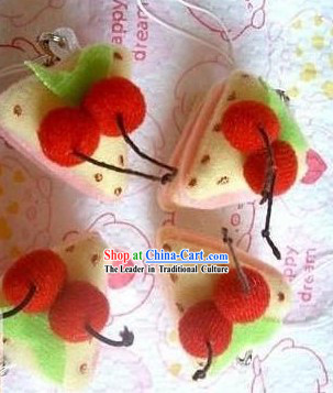 Cute Hand Made Velvet Pendant Cherry Cake