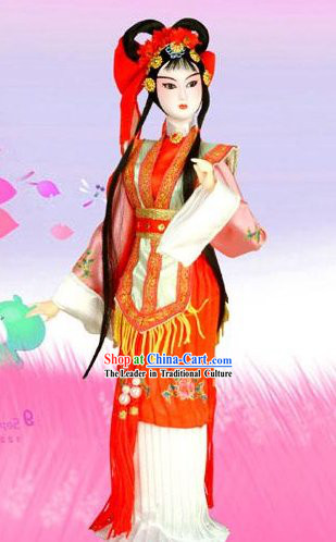 Handmade Peking Silk Figurine Doll - Hong Niang of The Romance of the Western Chamber