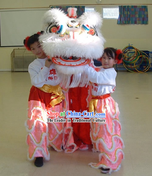 Luminous Competition and Parade Long Wool Kids Lion Dance Costumes Complete Set