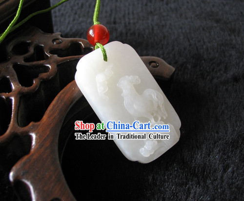 Chinese Top Snow White Hetian Jade Zodiac Chicken Charm Collectible