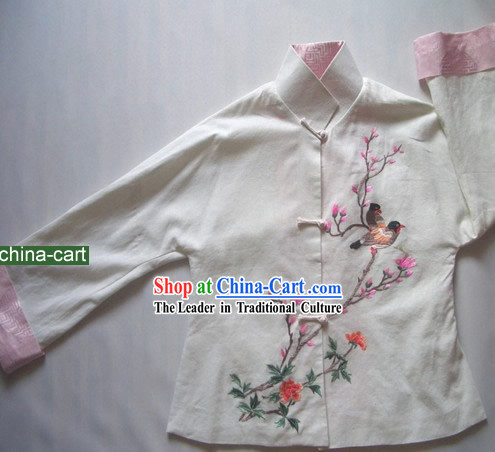 Chinese Classical Handmade and Painted Birds Mandarin Dress for Women