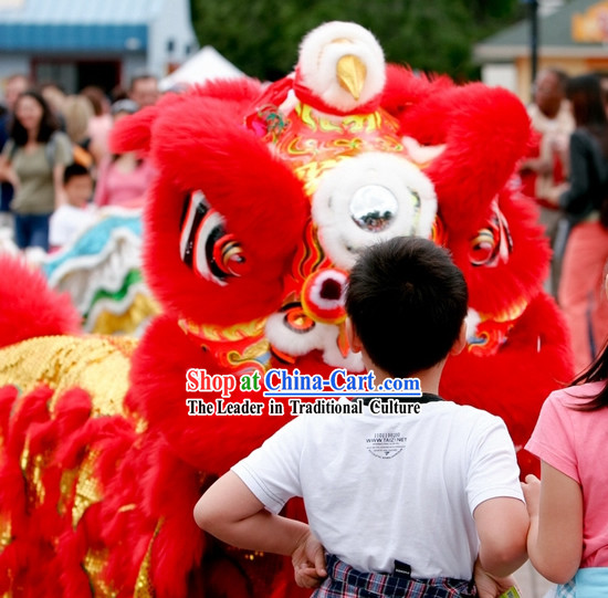 Top Chinese New Year Red Supreme Grand Opening and Happy Celebration Red Lion Dance Costume Complete Set