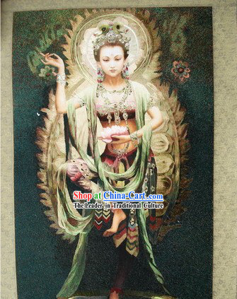 Supreme Chinese All Hand Embroidery Handicraft - Dancing Kwan-yin