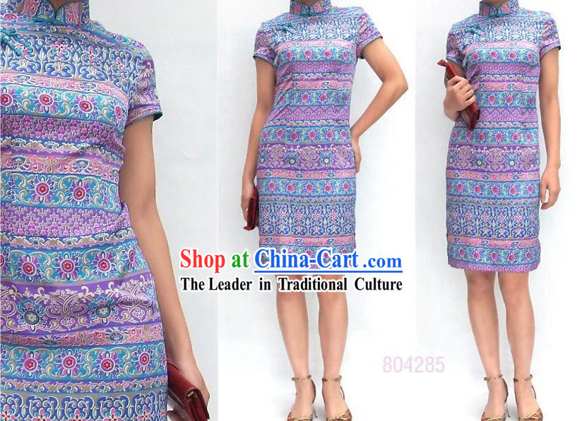 Elegant Chinese Traditional Mandarin Cotton Cheongsam - Indian Wind