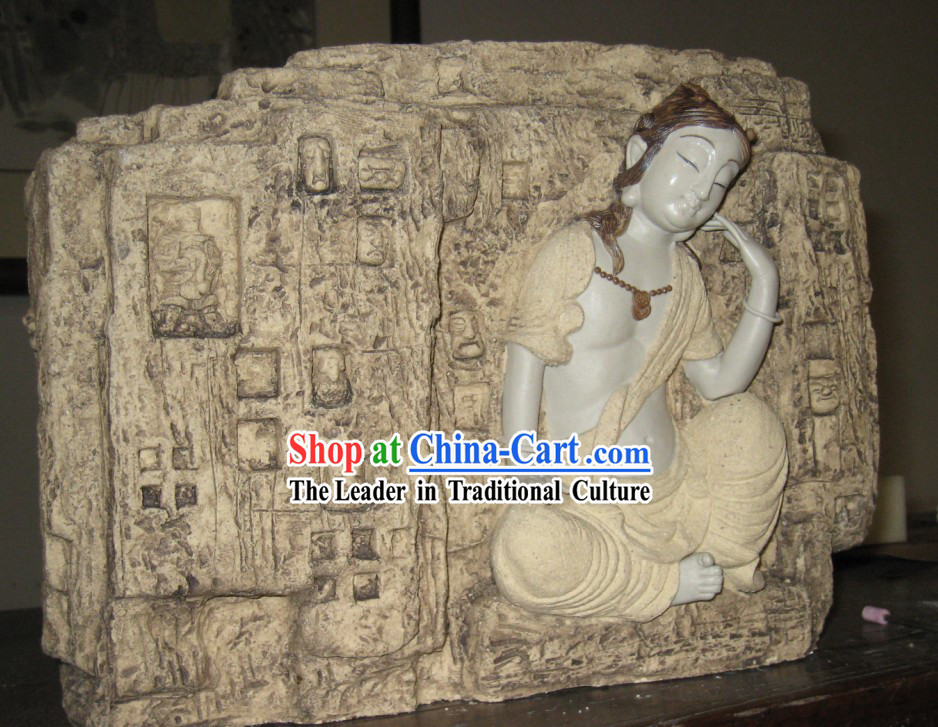 Chinese Classic Shiwan Ceramics Statue Arts Collection - Thinking Bodhisattva