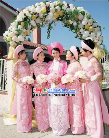 Vietnamese Traditional Bride Wedding Dress Complete Set