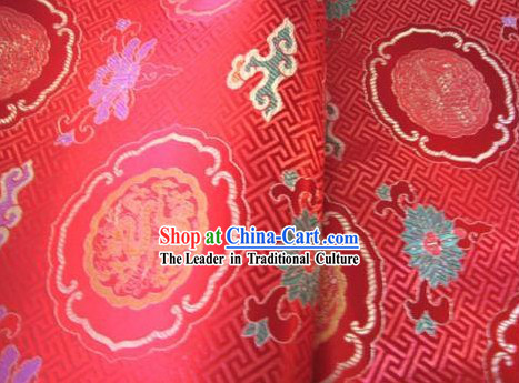 Chinese Traditional Red Dragon Fabric