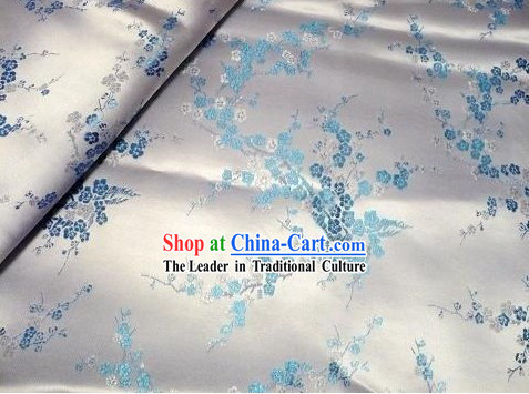 White Plum Blossom Brocade Fabric