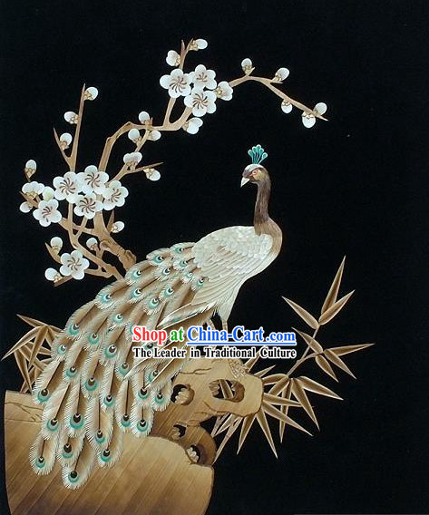 Chinese Handmade Wheat Painting - Peacock Queen