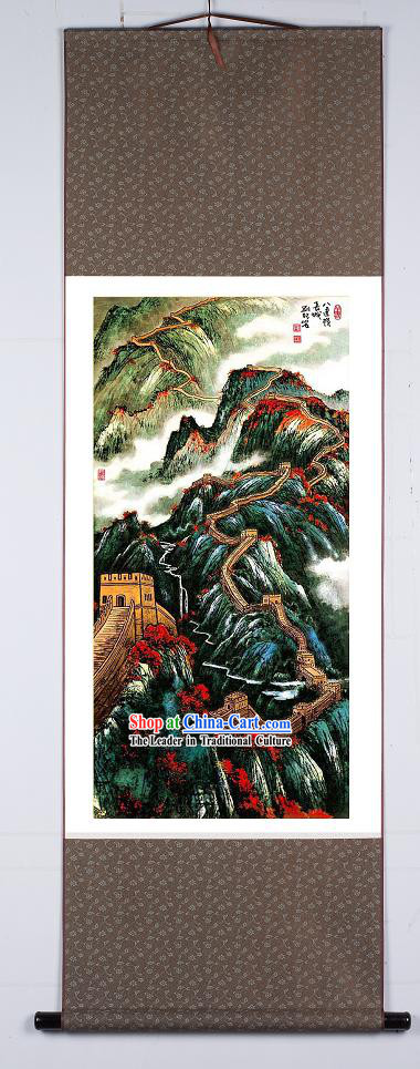 Traditional Chinese Silk Painting - the Great Wall