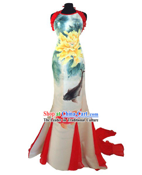 Traditional Phoenix Tail Wedding Cheongsam