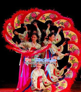 Traditional Peony Feather Dance Fan