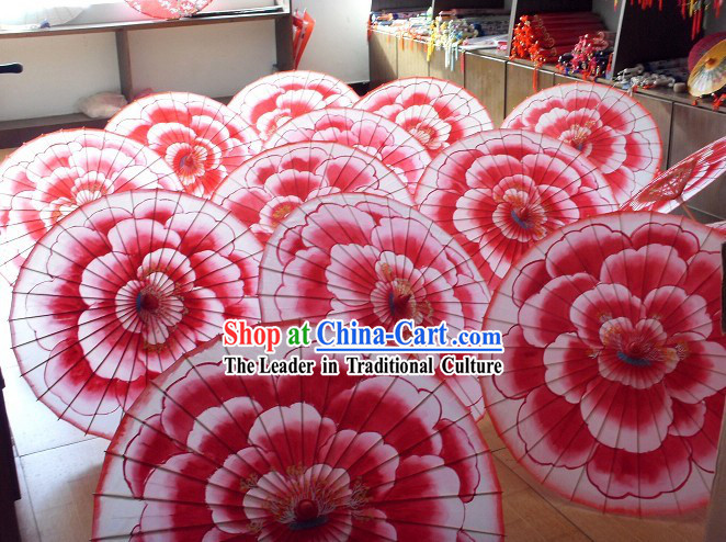 Chinese Handmade Bamboo and Silk Flower Umbrella