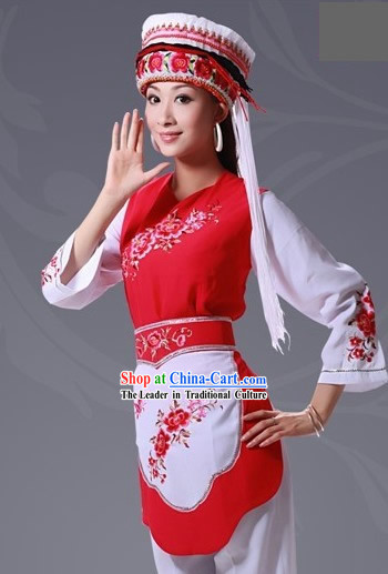 Chinese Bai Minority Folk Dance Costumes Complete Set