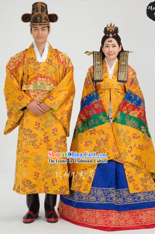 Traditional Korean Wedding Hanbok for Bride and Bridegroom